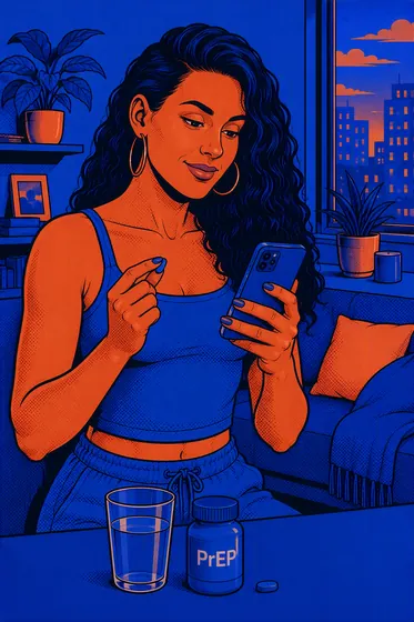 Continuidade do cuidado: mulher tomando a PrEP